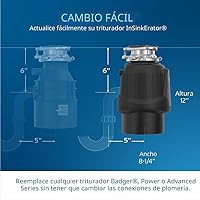 Vista 9 de InSinkErator Power - Eliminador de basura de 1 HP, serie Power EZ Connect, triturador de residuos de alimentos de alimentación continua, color negro