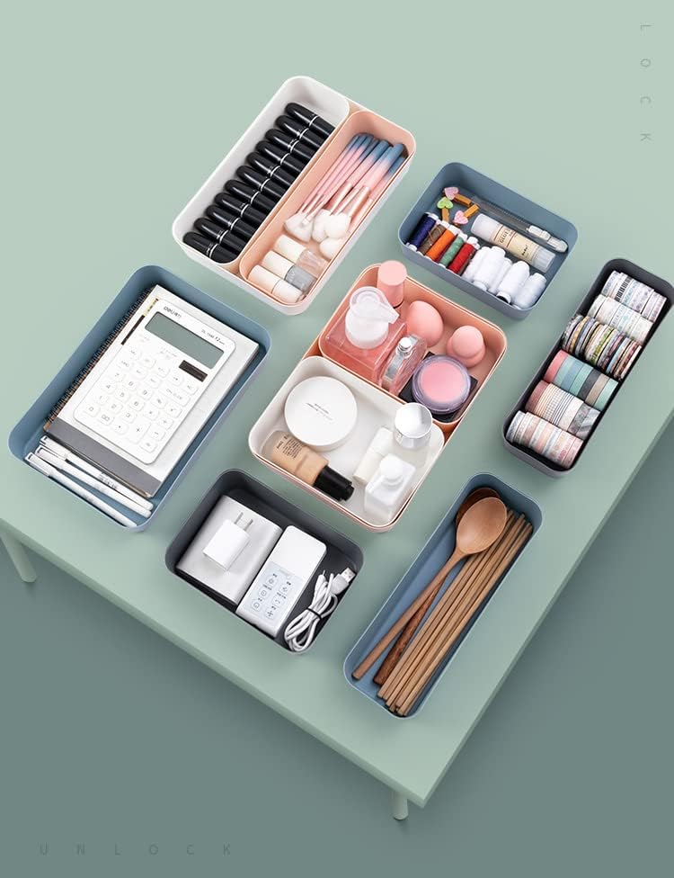 Miniatura 3 de SERENITA Organizador de cajones de plástico suave para cocina, tocador, baño, dormitorio, oficina, escritorio, clóset (4 grandes azul)