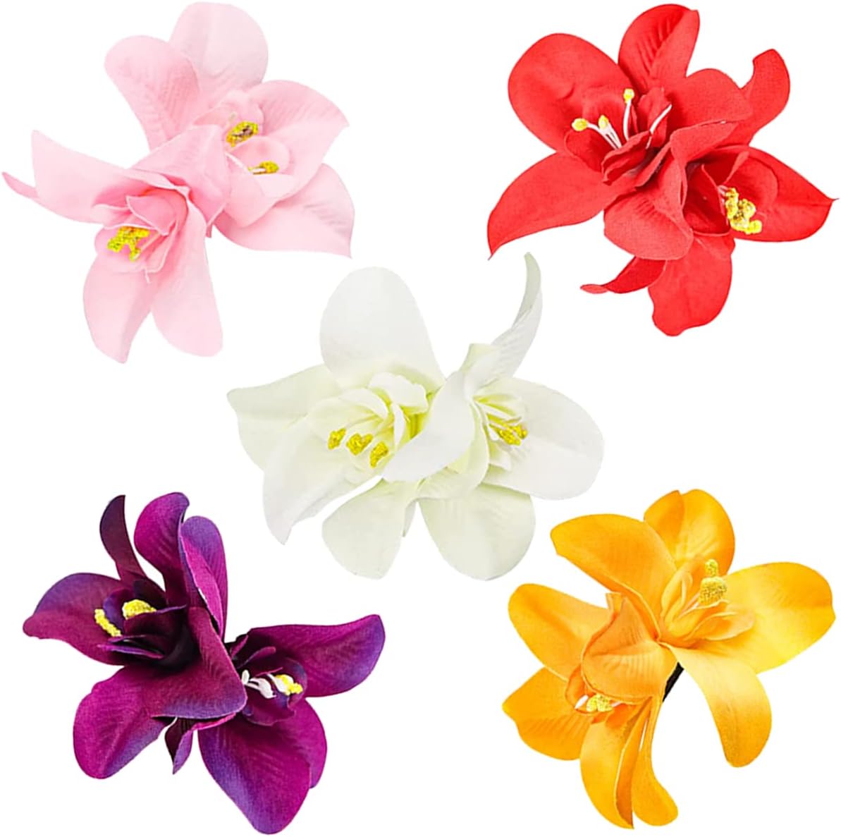 5 Colors Artificial Flower Hair Clip, Flower Hairpin Hawaiian Plumeria Hairpin for Seaside Holiday, Bridal Hair Accessories Headwear for Woman Girl Lady Kids