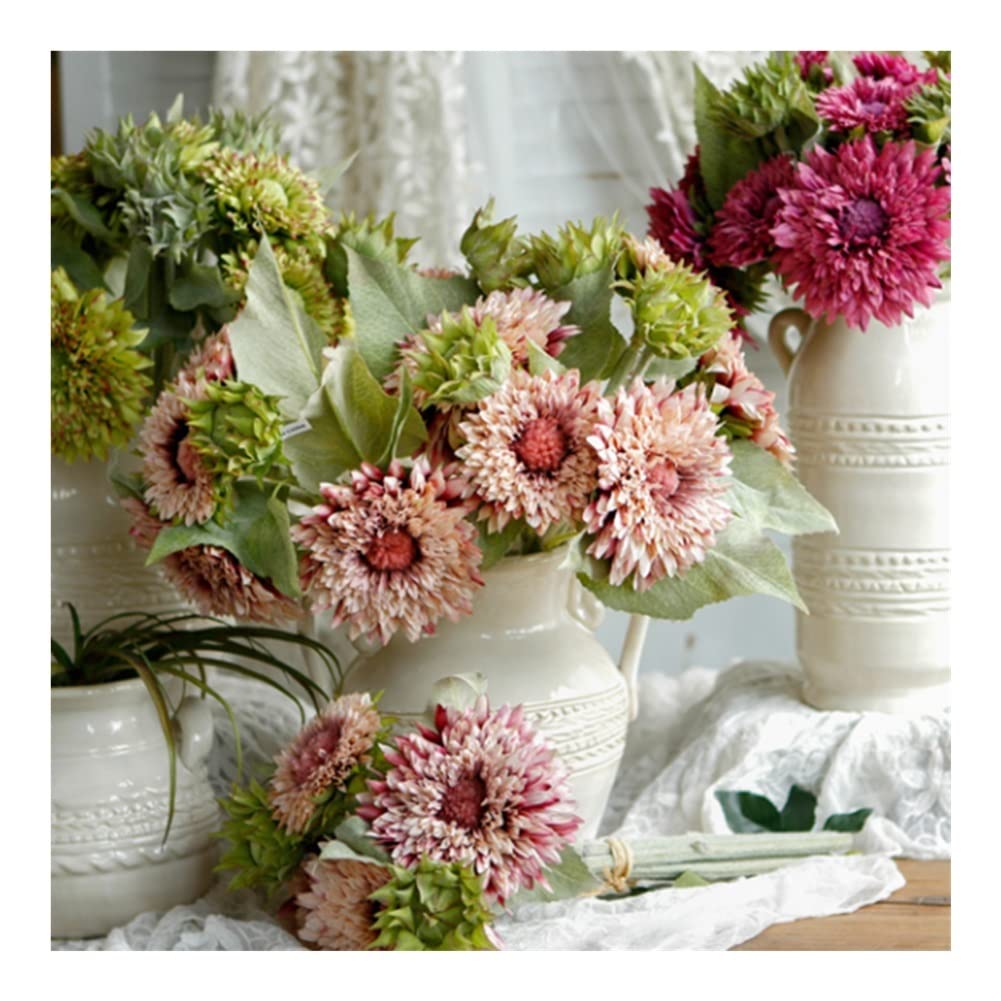 XDLEDMKIZ 5Pcs Artificial Flowers, Fake Sunflowers Bouquet, Realistic Faux Autumn Sunflower for Wedding Garden Office Home Decor