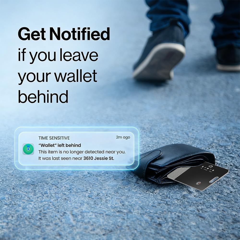 Il tracker per carte 2026 funziona con Apple Find My – Ultra sottile Wallet Tracker Card con ricarica wireless, durata della batteria di 8 mesi, rilevatore acustico forte da 75 dB per portafogli