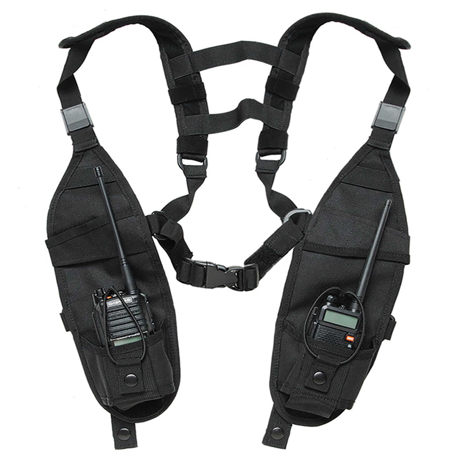 Walkie Talkie Chest Harness Covert Universal Double Radio Shoulder Harness Chest Holster Vest Rig for Police Firefighter Security and Construction Sites