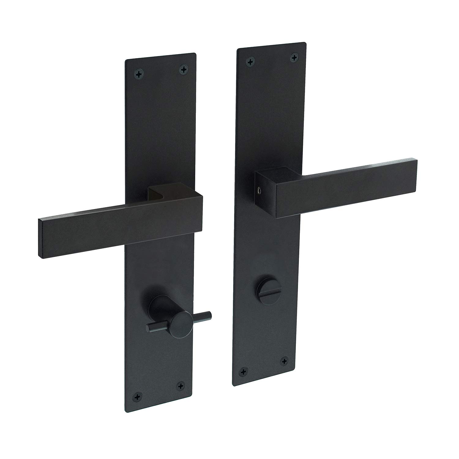 Langschildgarnitur Renovierungsbeschlag Renovierungsschild Schwarz Matt 55x250mm Türdrücker Türbeschlag aus Edelstahl (WC DIN Norm)
