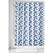 Produktbild iDesign Moroccan Duschvorhang aus Stoff | Duschabtrennung für Badewanne und Duschwanne | Textil Duschvorhang mit den Maßen 183 cm x 183 cm aus Stoff | Polyester blau