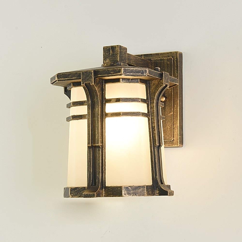 HPTHLY Wall Mounted Light Vintage Outdoor Wall Light Retro Creative Industrial Wall Lamp Metal Traditional Classical Fixture European Waterproof Sconce Loft (Brass)