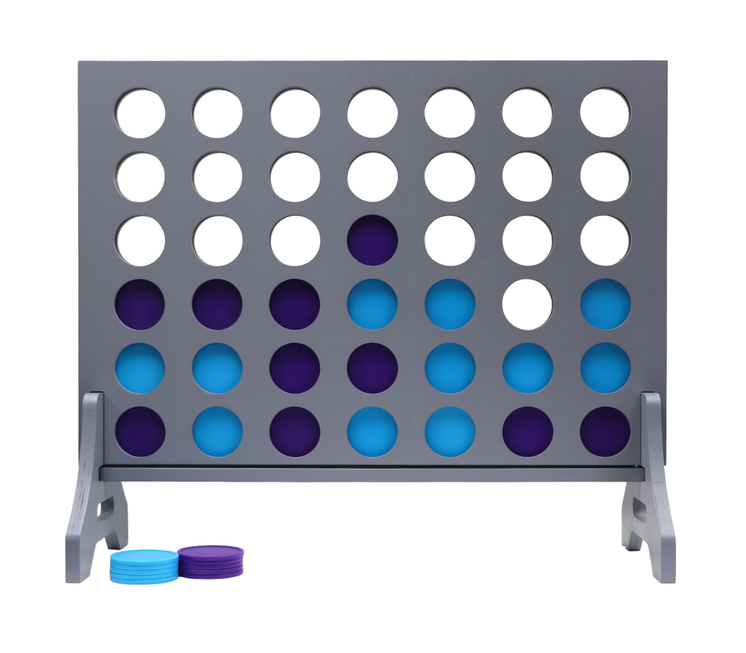 Giant 4 in a Row Game for Family &amp; Adults – Tailgating Pros Jumbo Grey Wooden Four in a Row Indoor &amp; Outdoor Yard Game for Family Party Fun, Portable Activities for Patio, Backyard, and Camping