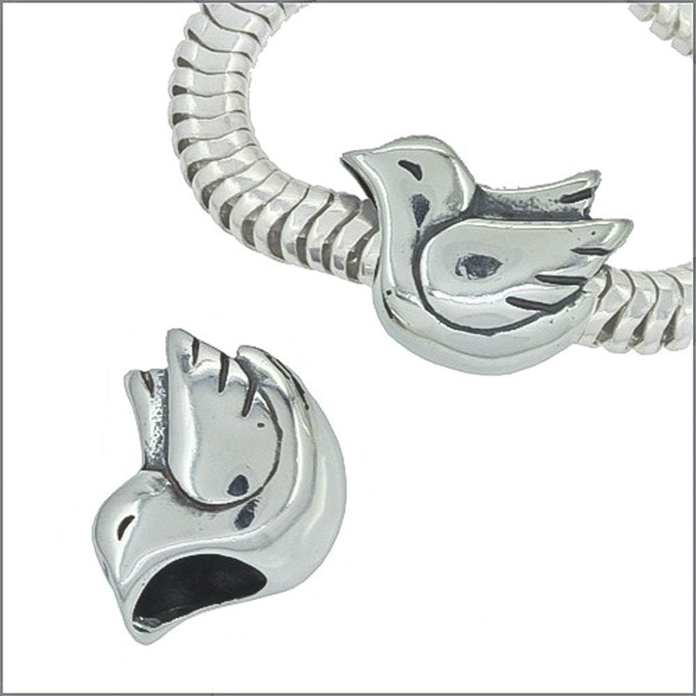 egemmall 1PC Sterling Silver Peace Bird Dove Charm Bead Fit European Bracelet
