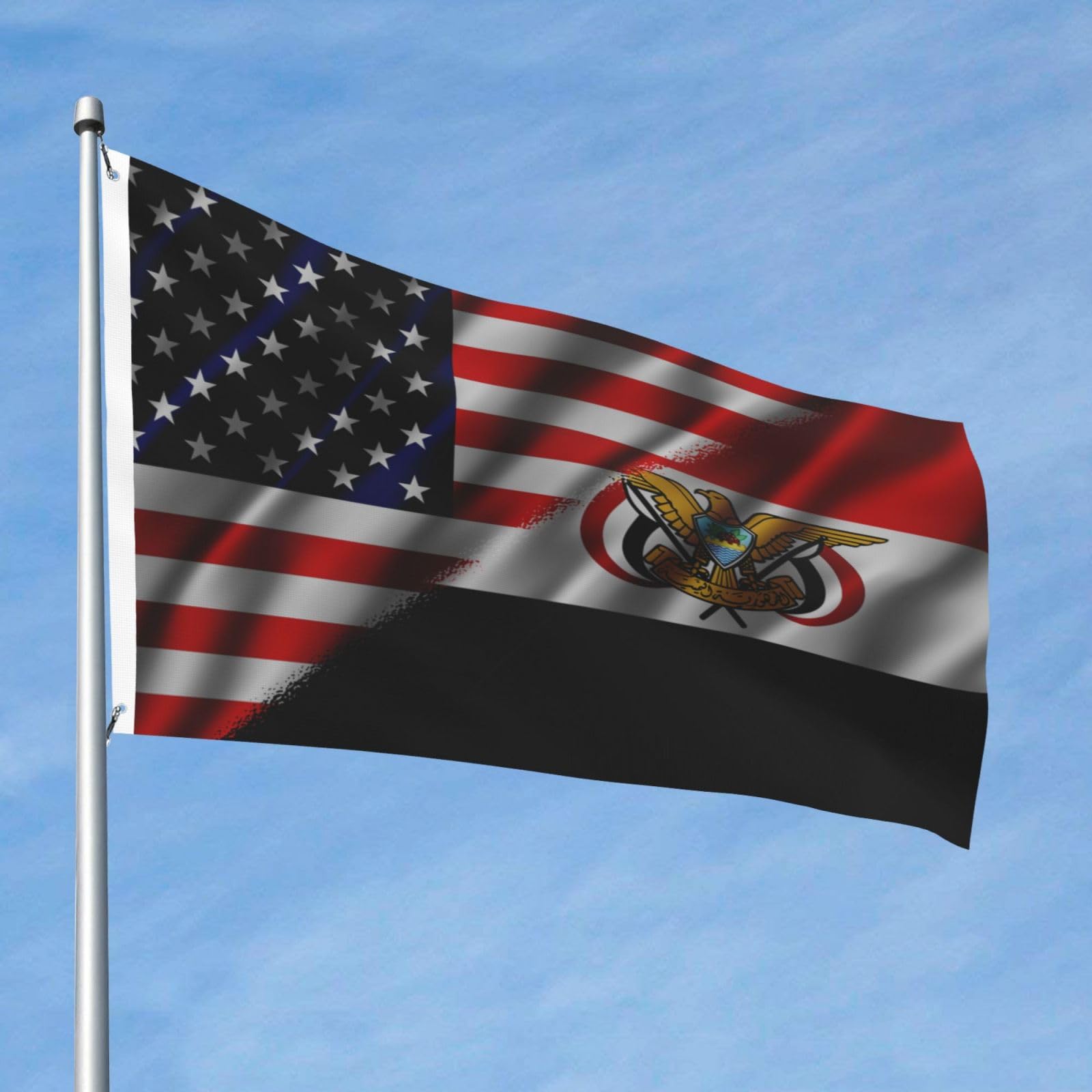 American Usa And Yemen Yemeni Flag 2x3 Ft Flags Double-Sided Printing Outdoor Indoor Decoration Country Flag 2x3 Foot Polyester Banner