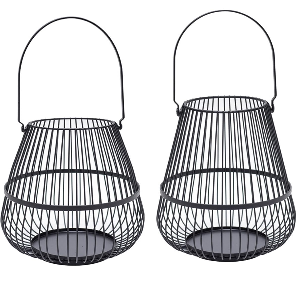 2PCS Black Iron Candle Holder Cage Lanterns for Women Decorative Lanterns for Lawn, Patio, Yard, Landscape, Porches, Hallway Garden Decor 10.6 X 6.4 inch, 11.8 x 6.6 inch