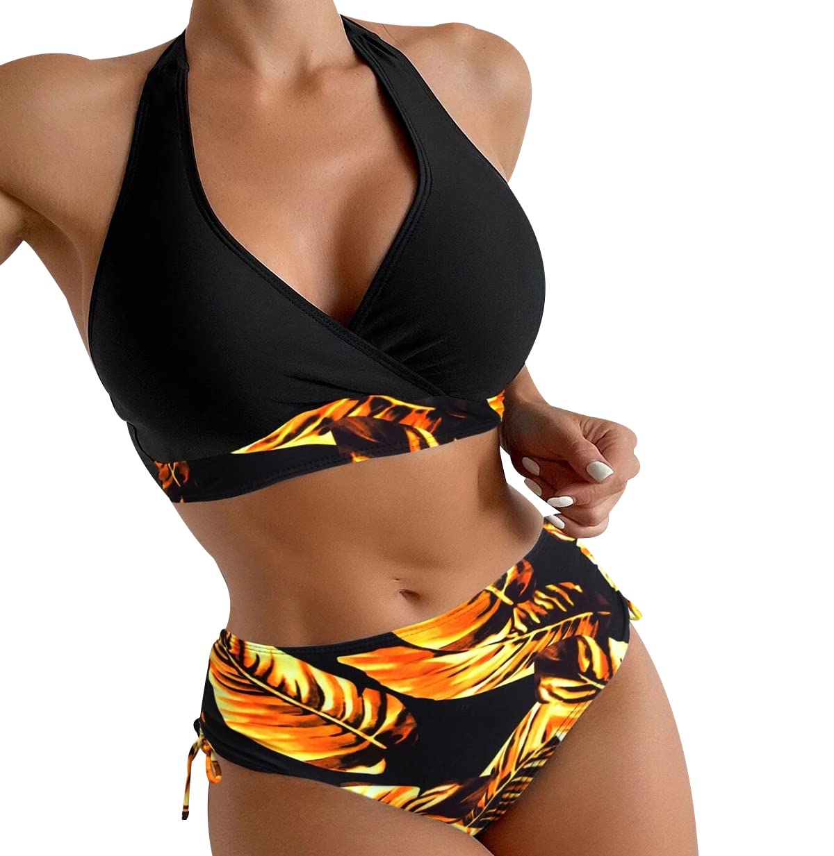 Peuignao Bikinis Mujer Braga Alta Bañador Dos Piezas Halter Surf Señora Conjunto Bikini Talle Alto Deportivo Mujer Push Up Bañadores Mujer Natacion Trajes de Baño Bikini Cintura Alta Triangulo Mujer