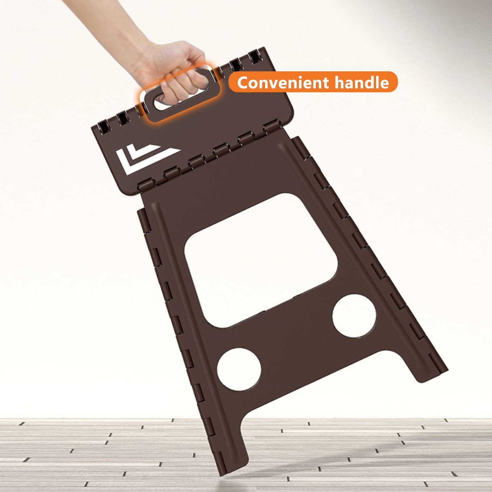 Marchepied Pliable de 45 cm de Large, Antidérapant, Pliable, avec poignée, Marchepied en Plastique for Adulte, Marchepied de Jardin, Tabouret Haut Pliable, Peut Supporter jusqu'à 150 kg(Brown)