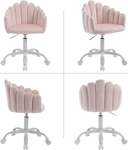 Miniatura 6 de DUOMAY Silla de escritorio para niños, silla giratoria para computadora para niños y niñas, silla de estudio tapizada de terciopelo, bonita silla de