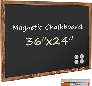 Board2by Rustic Wood Framed Magnetic Chalkboard 24 x 36, Large Hanging C...