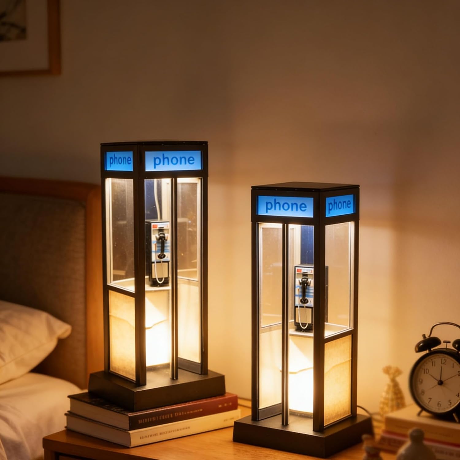Retro Vintage Tall Phonebooth Lamp, 2026 Upgrade Retro Booth Rechargeable LED Night Lamp, Vintage Desk Night Light, for Bedroom, Office, Collectors, Unique RetroHome Decor Gift (1pcs)