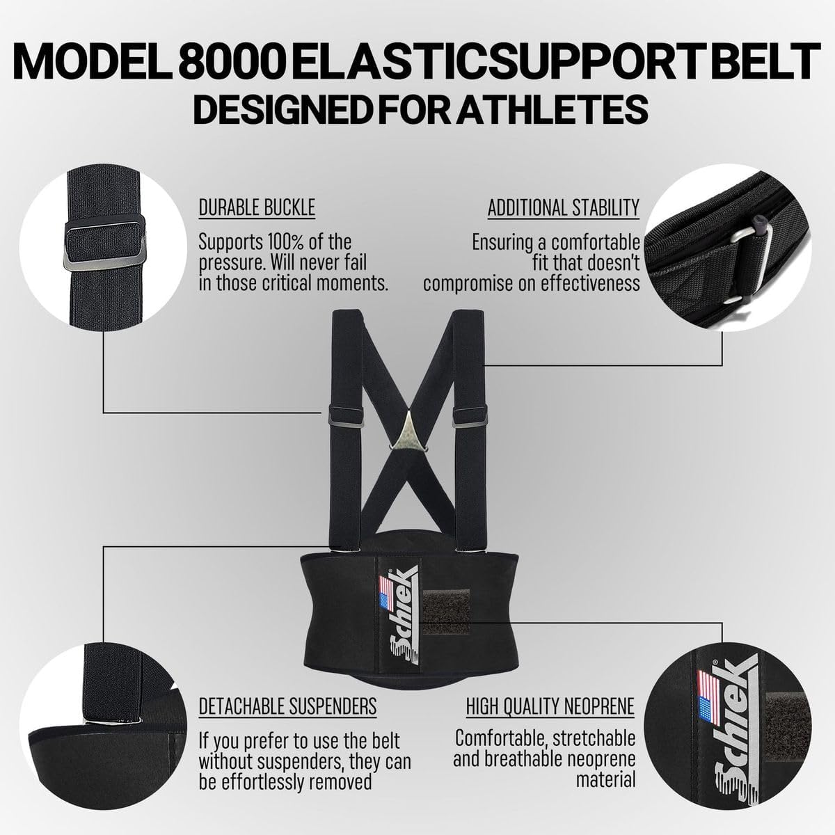 Schiek - Model 8000 Elastic Back Support Belt - Dual Force Adjustable Straps Back Support Belt - Lumbar Support (X-Large)