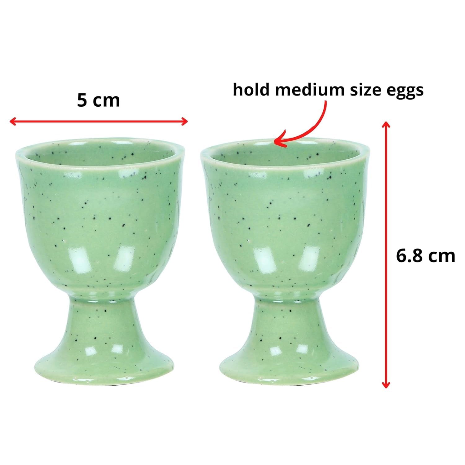 QIMACPLUS Ceramic Soft Boiled Egg Holder Set | Elegant Ivory and Black Egg Cups | Durable, Stylish Egg Holder for Breakfast | Set of 2 (Green) 3