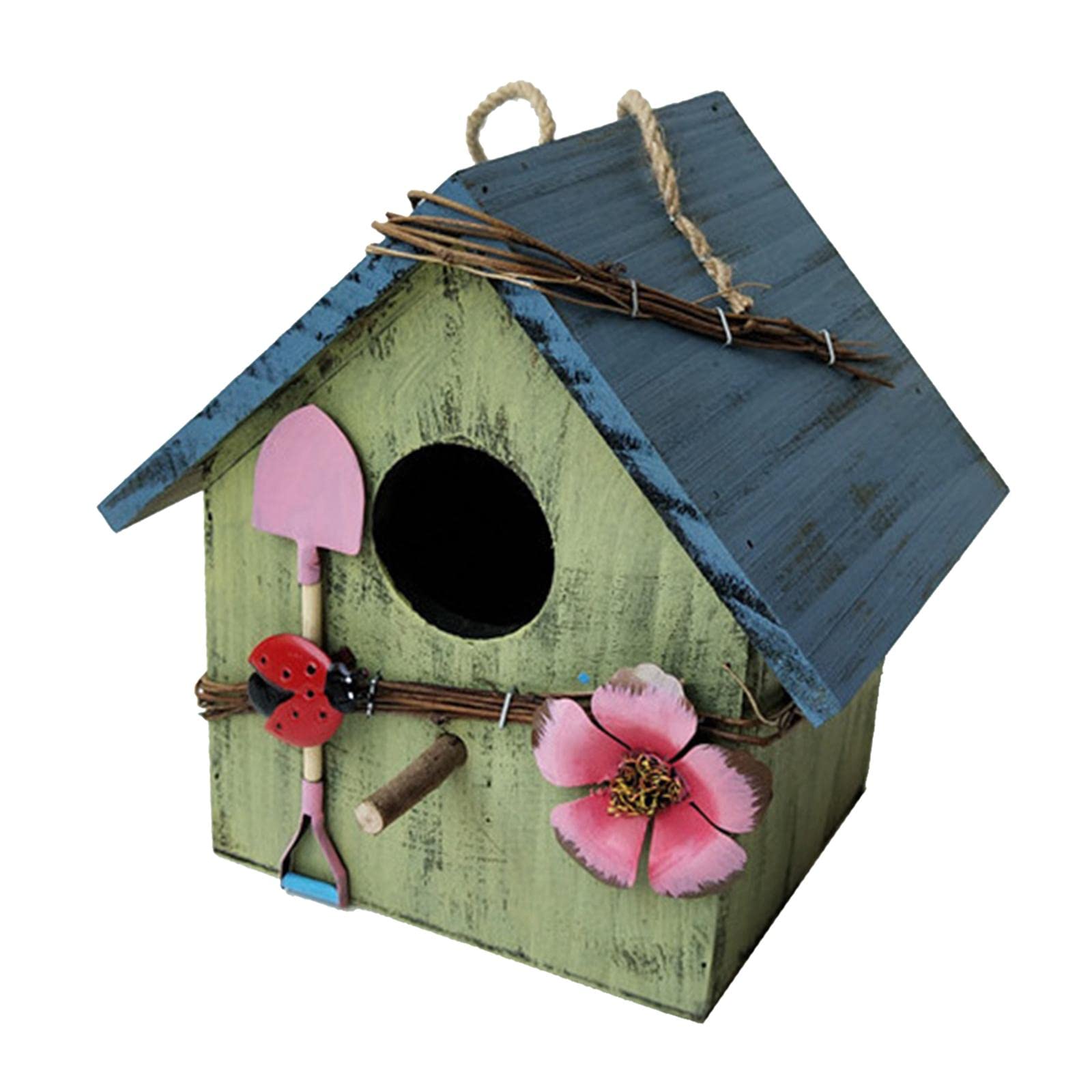 Wooden Hanging Bird House Nest Pastoral Courtyard Garden Decor Green |Home & Garden | Yard, Garden & Outdoor Living | Bird & Wildlife Accessories | Birdhouses-image-6