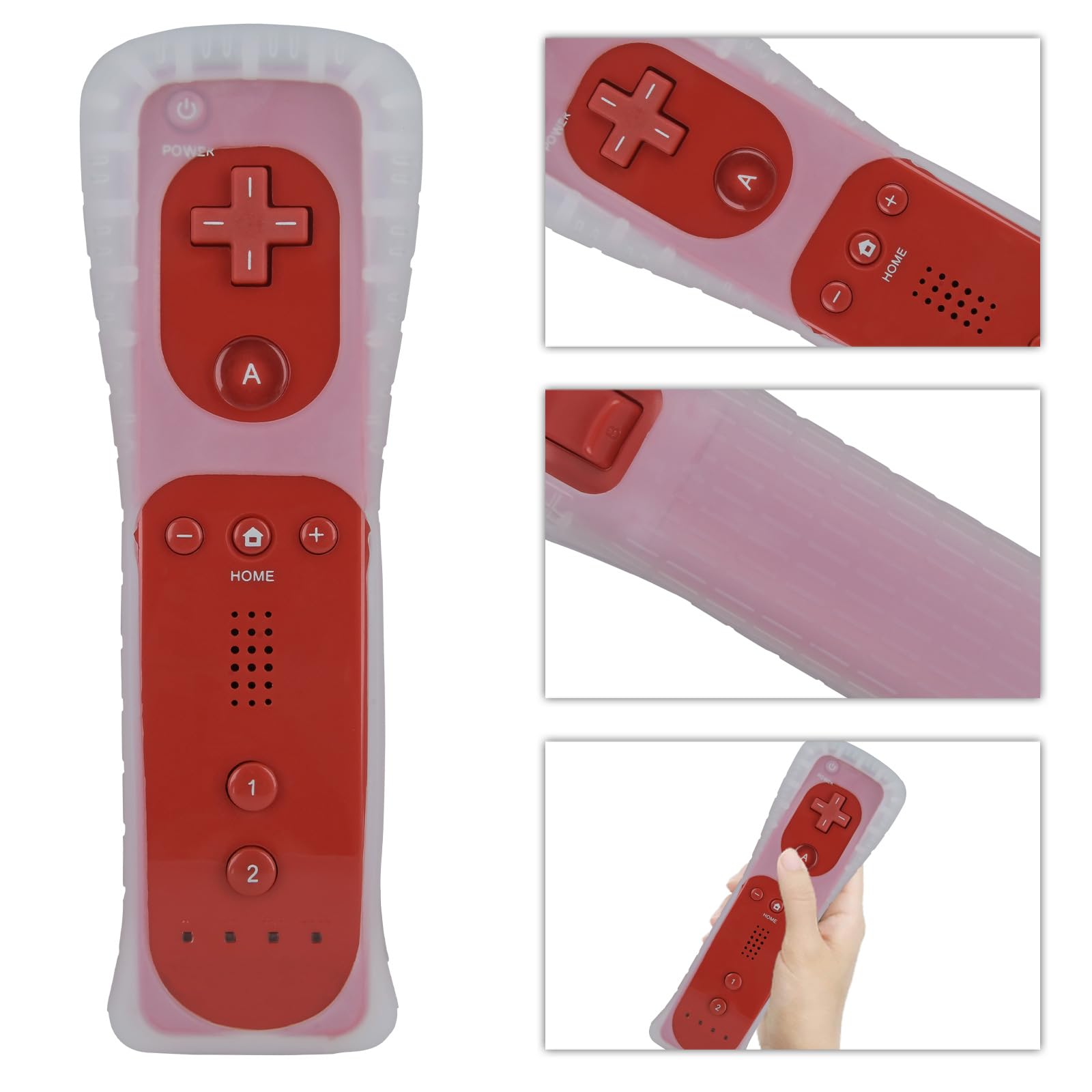 Lot de 2 télécommandes de rechange compatibles avec manette Wii/Wii U avec Nunchuck avec Motion Plus pour console Wii/Wii U (rouge et blanc)