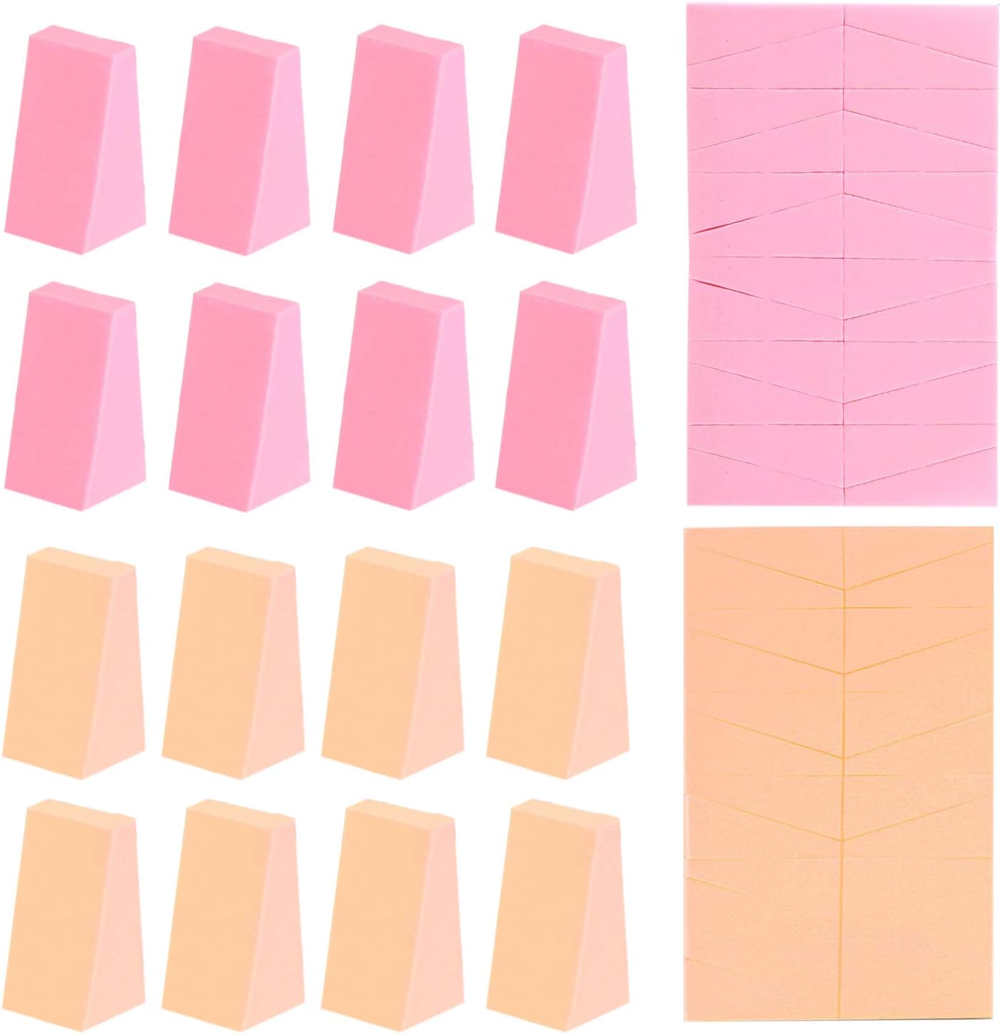 HOYOLS 48Pcs Wedge Shaped Makeup Sponge for Foundation, Latex Free Small Foam Sponge Applicators for Blending Powder Liquid Cream Festival Cosmetic Tools