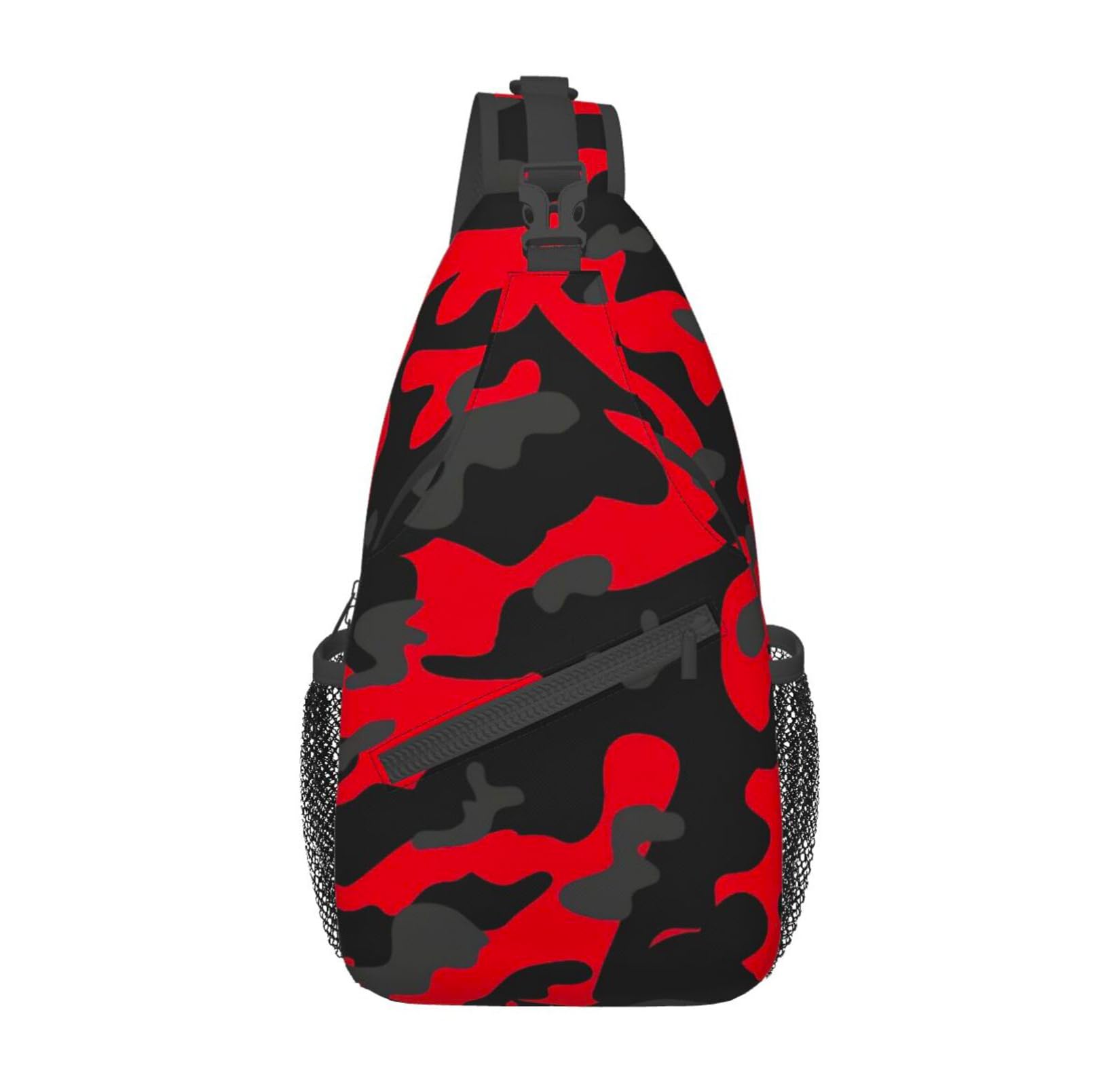 Red And Black Camo Camouflage Sling Bag For Women Men Travel Hiking Backpack Crossbody Shoulder Chest Bags Casual Daypack Sport