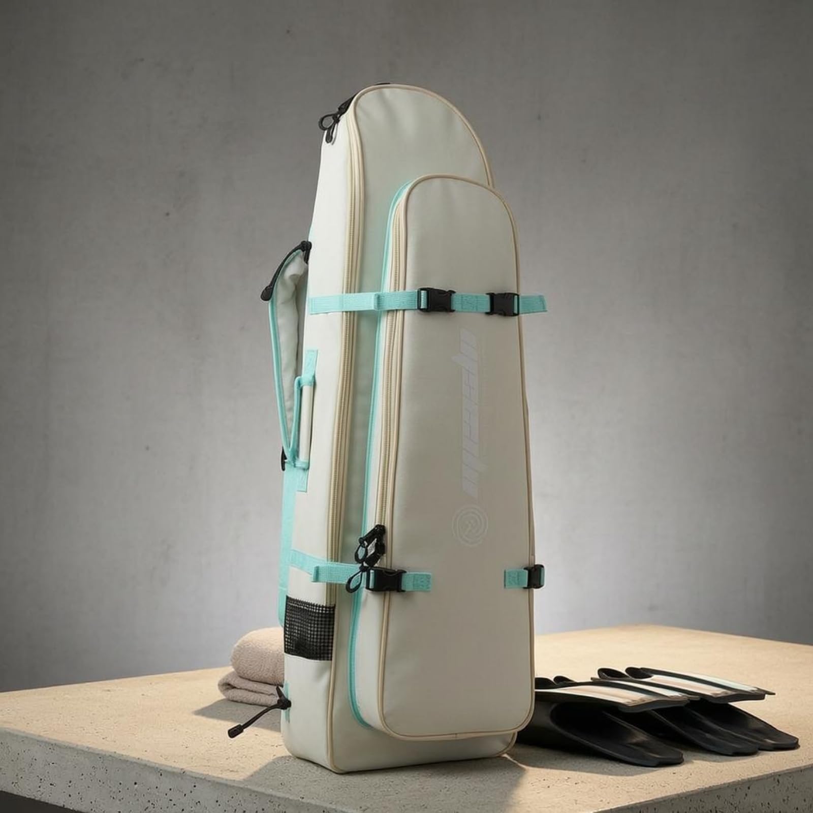 Zaino Pinna Lunghe Cinture di Compressione Zaino Porta Attrezzatura Immersione Struttura Liscio Strutturato Borsa Pinna Lunghe, Blu, Blu, 80 Litri