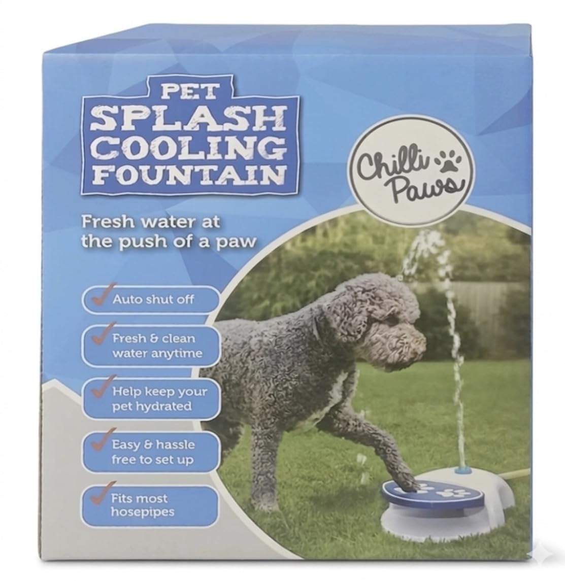 New||Pet Splash Cooling Fountain, Paw-Activated, Auto Shut Off, Fits Most Hosepipes, Fresh and clean water anytime, Keeps pets hydrated||