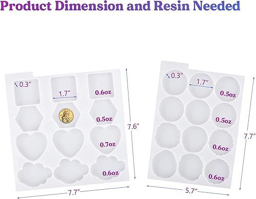 Miniatura 2 de LET'S RESIN Molde de resina para agarre de teléfono, 2 moldes de silicona para resina epoxi, 24 cavidades de carrete de insignia para resina,