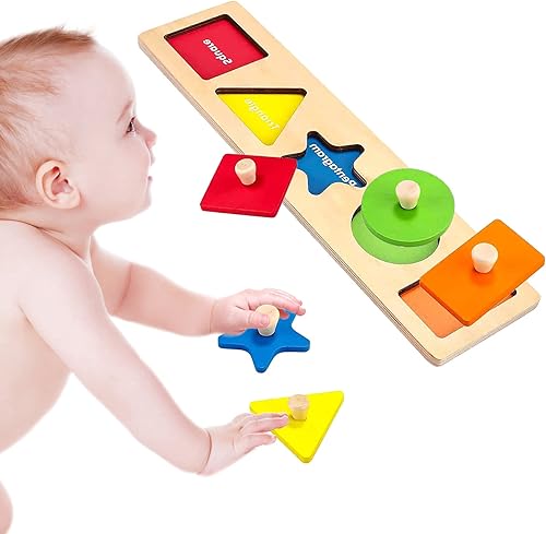 Rompecabezas de madera con forma de clavija para niños pequeños de 1 a 3 años de edad preescolar, rompecabezas de madera para bebés, rompecabezas de