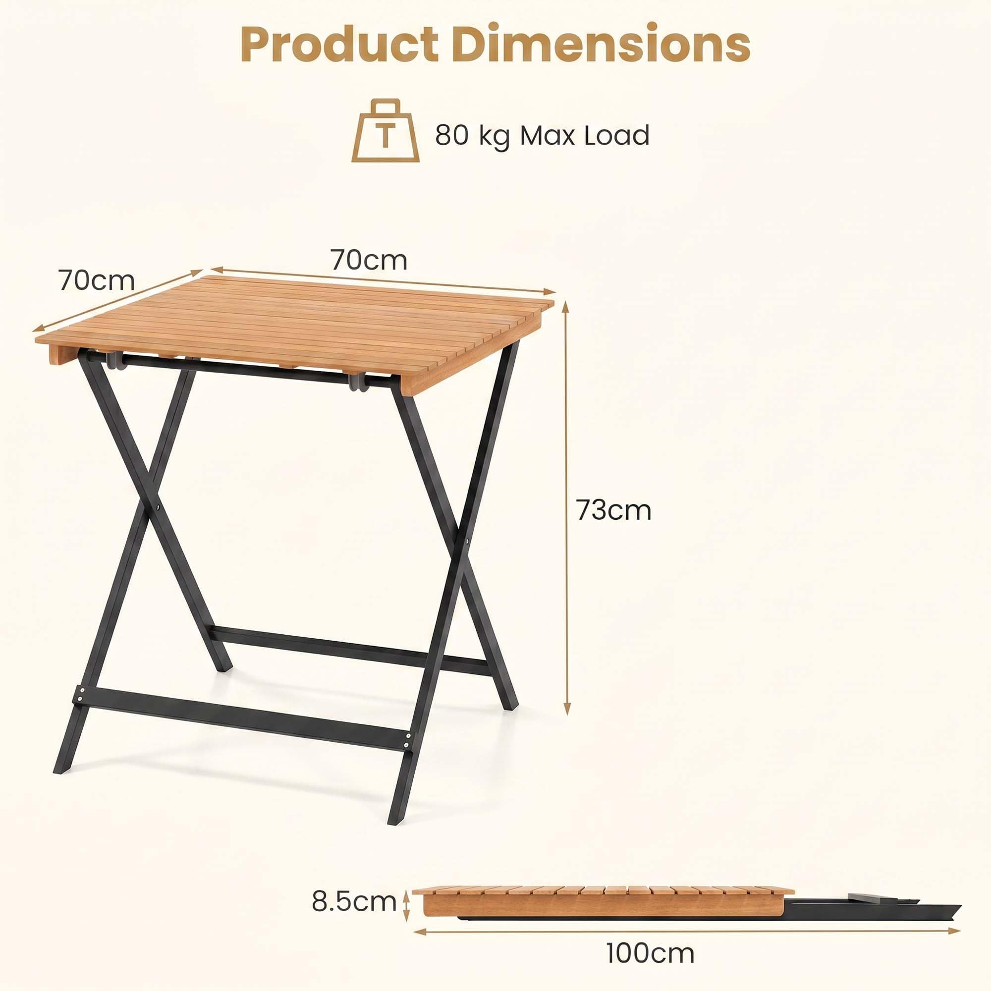 GIANTEX Table de Jardin Pliante en Bois d'Acacia