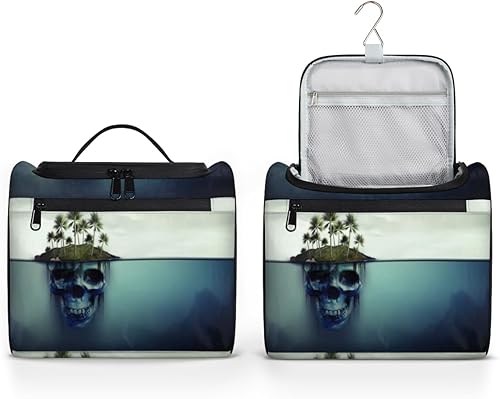 Skulls Halloween Theme Toiletry Bag for Women Travel Makeup Organizer with Hanging Hook Traveling Cosmetic Bags for Toiletries Accessories