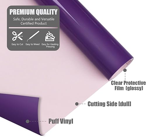 Miniatura 3 de Puff Vinyl de transferencia de calor índigo, vinilo de transferencia de calor 3D de 12 x 6 pies para camisetas compatibles con Cricut Air o Maker