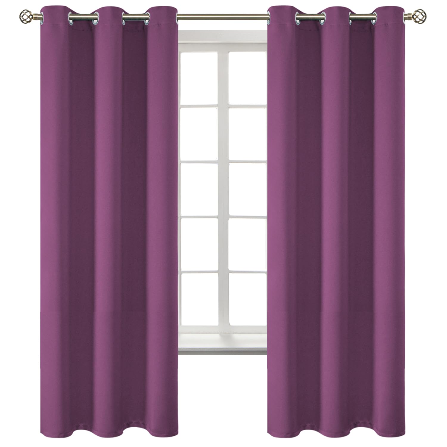BGment Eggplant Purple Blackout Curtains for Bedroom 63 Inch - 2 Panels