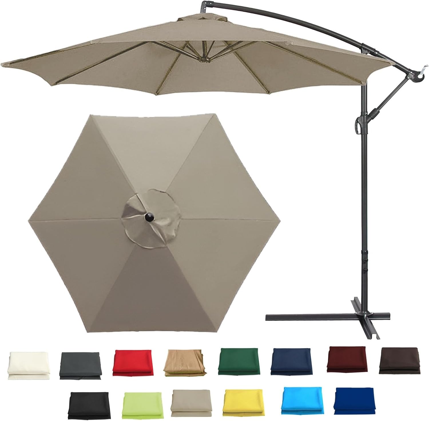 Patio Umbrella Replacement Canopy Square Cantilever Top Cover Outdoor,Replacement Canopy for 200/270/300cm Garden Parasol Umbrella Durable Fabric Canopy Cover for 6/8 Arms Market Table Umbre