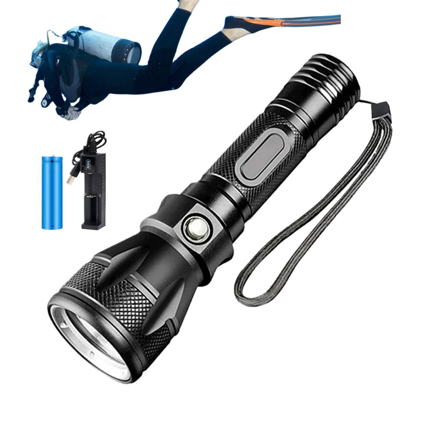 Torcia subacquea per immersione 3 modalità di illuminazione, ricaricabile, | Torcia LED Flash da Esterno per Attività Notturne all'Aperto di Sport e per Sicurezza