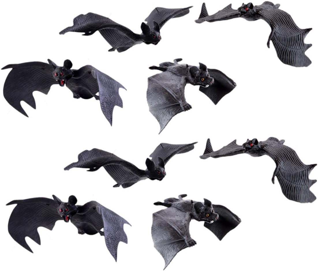 Hemobllo 8pcs Halloween Hanging Bat Pendants Realistic Simulation Bat Decorations for Indoor Outdoor Party Thickened and Standard Size Decor for Yard Garden Wall