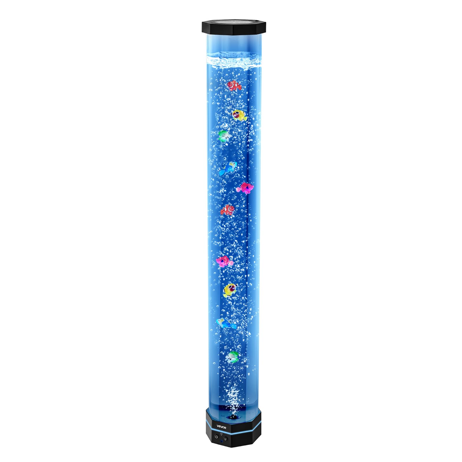 VEVOR Lampe à Bulles avec 10 Poissons Flottants, 1 m, 16 Effets de Lumières Changeantes de Couleur, Télécommande, Lumière Apaisante, Lampe Ambiance pour Chambre à Coucher, Salon, Décoration Intérieure
