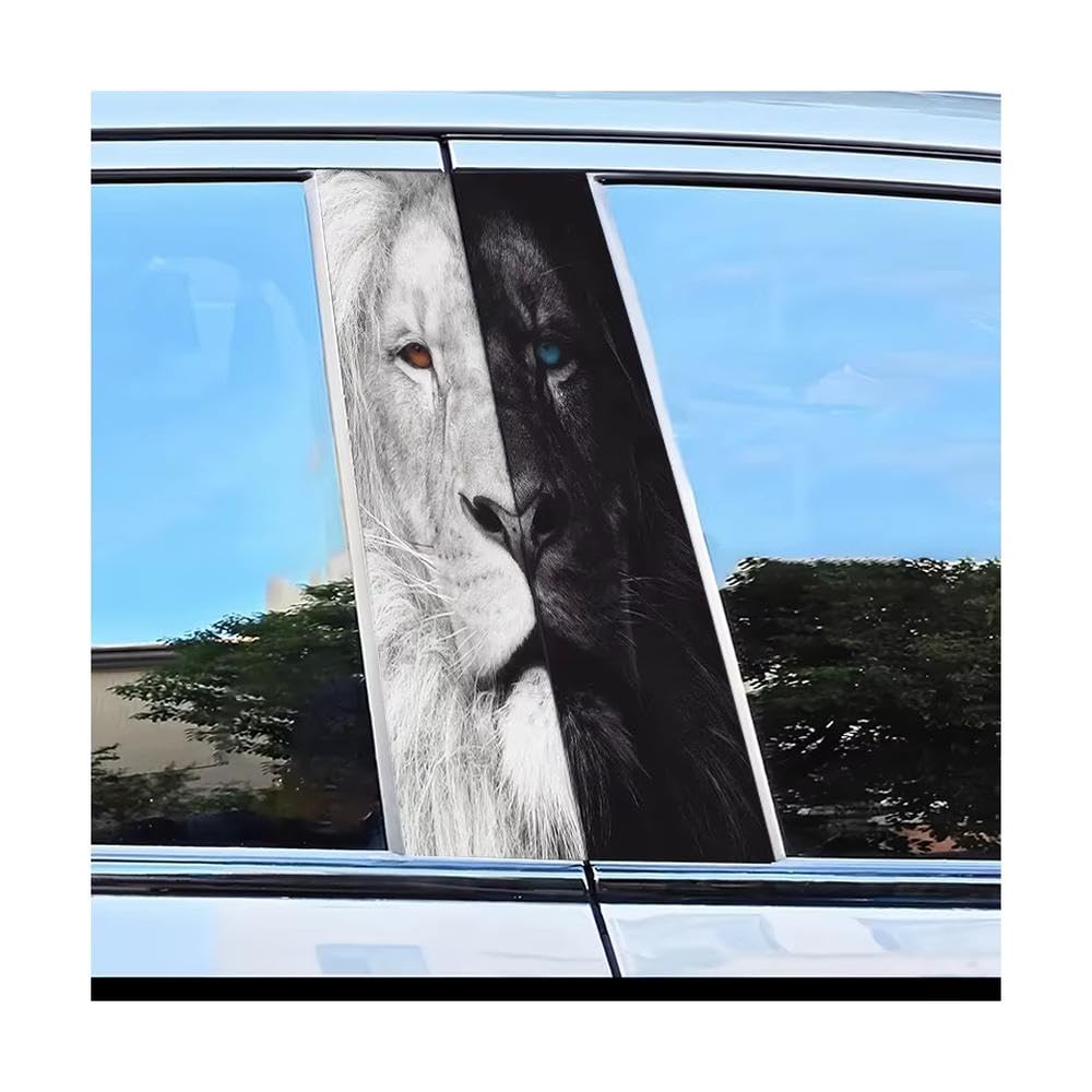 Bertdcx One Color Car Pillar Decals Waterproof Stickers Lion Face Pattern Scratch Resistant Film Auto Parts