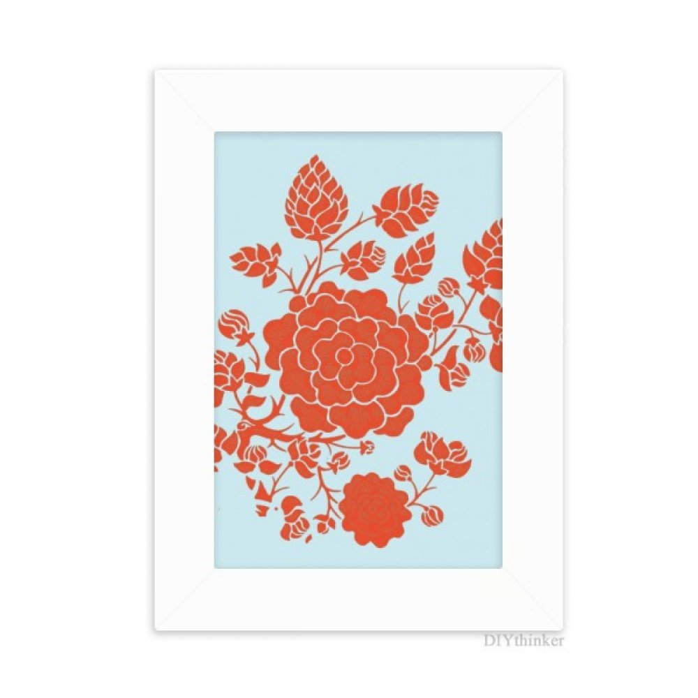 Fleur Rouge Plante Cadre Photo Rose Idée Cadeau Bureau Peinture Art Multicolore 10.2 x 15.2cm