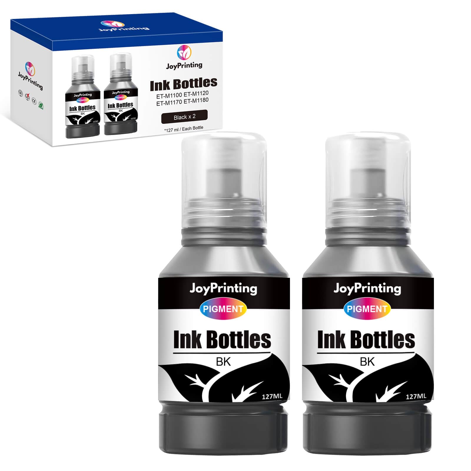 JoyPrinting 532 Black Ink Bottles Compatible with 532 Ink Use with ET-M1100 ET-M1120 ET-M1170 ET-M2170 ET-M3170 ET-M3180 ST-M1000 ST-M3000 (127ml X 2,