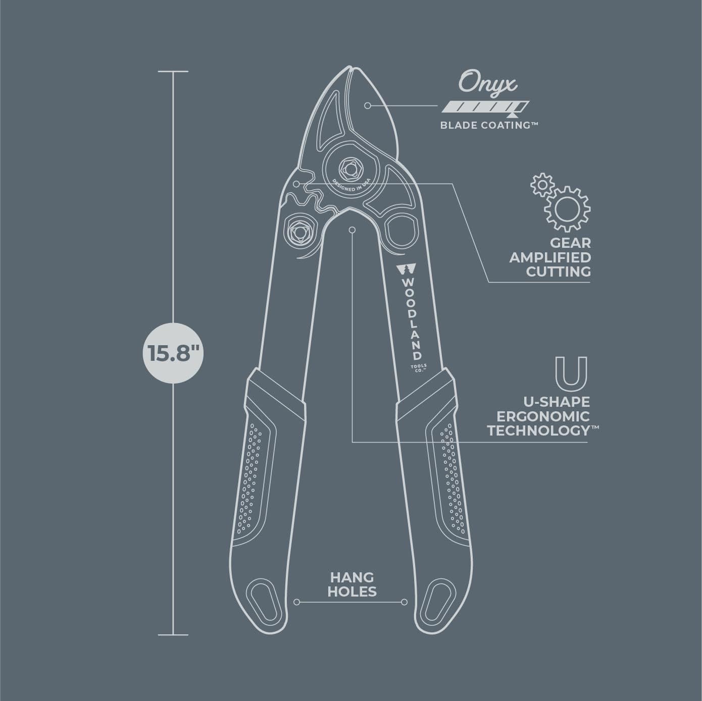 Woodland Tools Co. Duralight 16" Portable Mini Lopper, Tree Cutter, Branch Trimmer, Lightweight Gardening Hand Loppers, Limb Clipper, for Dry Dead Growth (25-3004-100) : Patio, Lawn & Garden