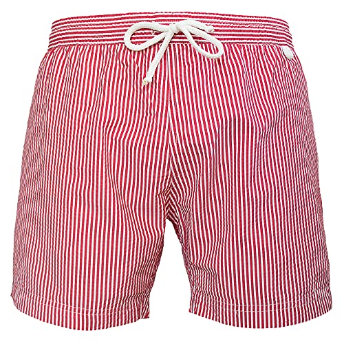 les loulous de la plage - Maillot Short de Bain Homme Classique Rayures Rouge et Blanc Taille M 40-42 Cover
