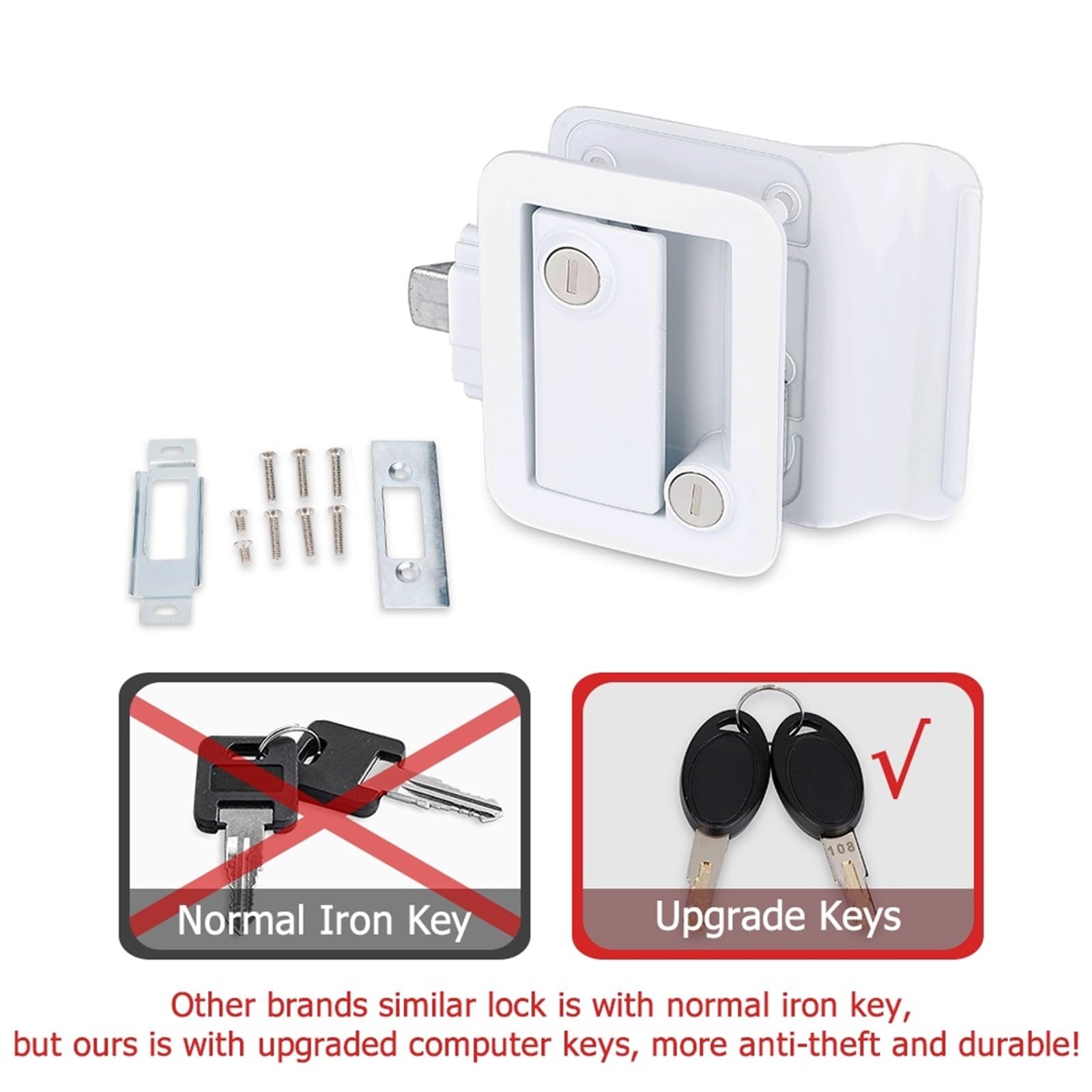 Manija de cerradura de puerta de entrada para remolque, cámper, aleación de zinc, repuesto de cerradura de puerta de caravana con cerrojo de seguridad, manija de puerta de computadora, 1 unidad (negro
