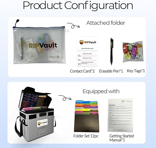 Miniatura 6 de Sistema de organización al final de su vida útil, caja de almacenamiento ignífuga para documentos importantes, herramienta de planificación