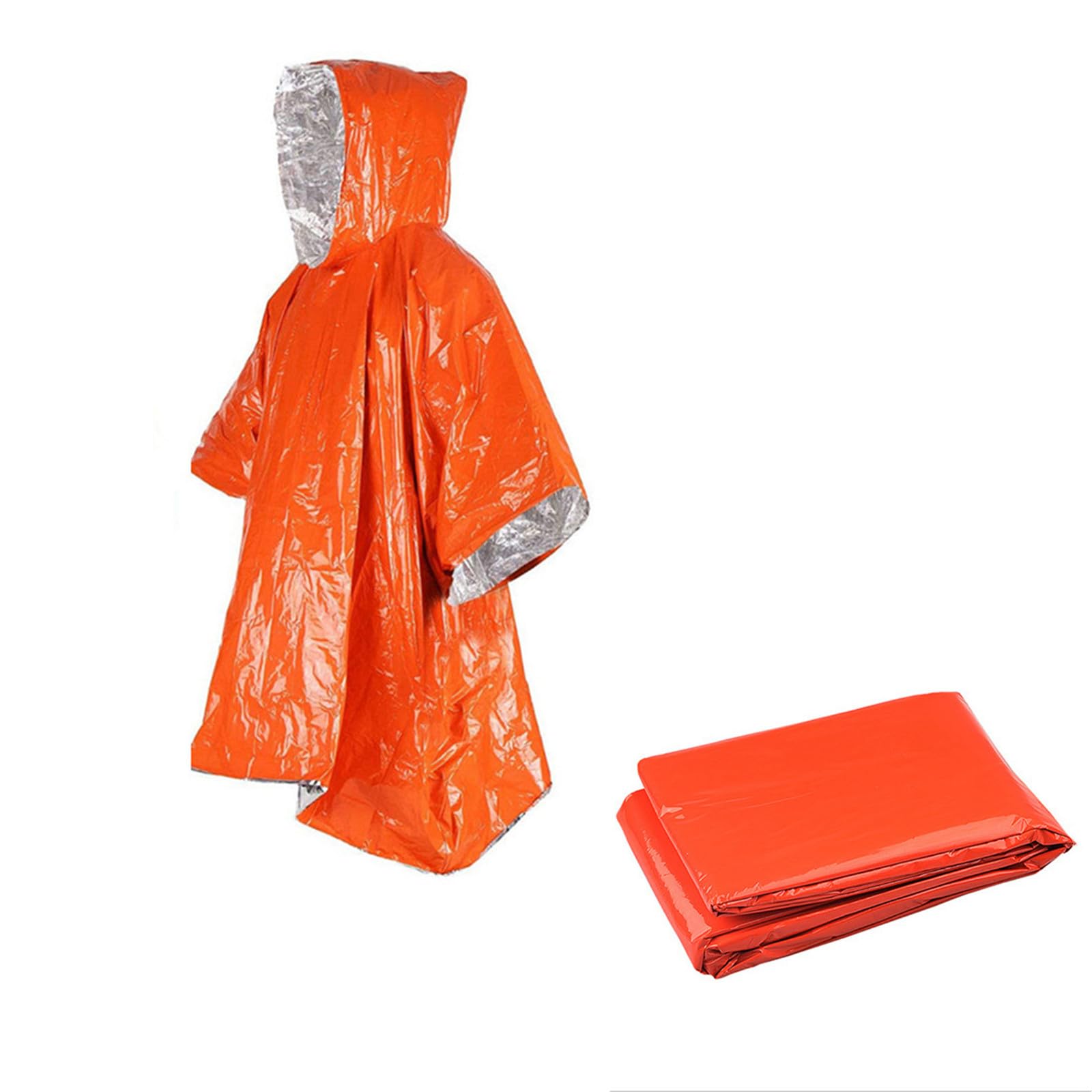 JUBSOSCAMP 1 Piece Emergency Poncho, 48.8 x 39 Inches Hiking P.oncho Mylar Poncho for Adults Car Outdoor Activities, Hiking Camping Gear Equipment and Suppli