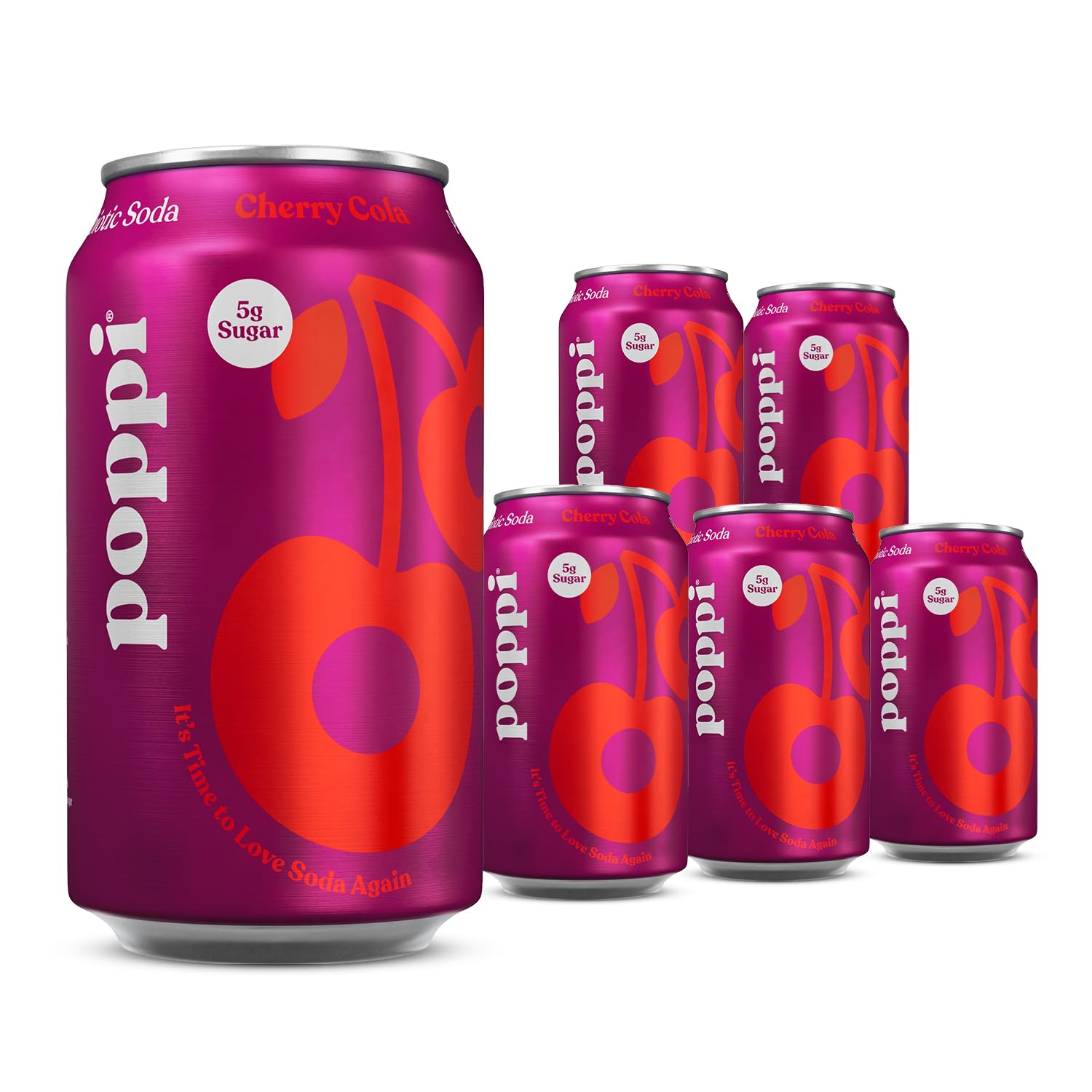 Broadway Candy Poppi Prebiotic Soda Cherry Cola 12 fl oz Pack of 6