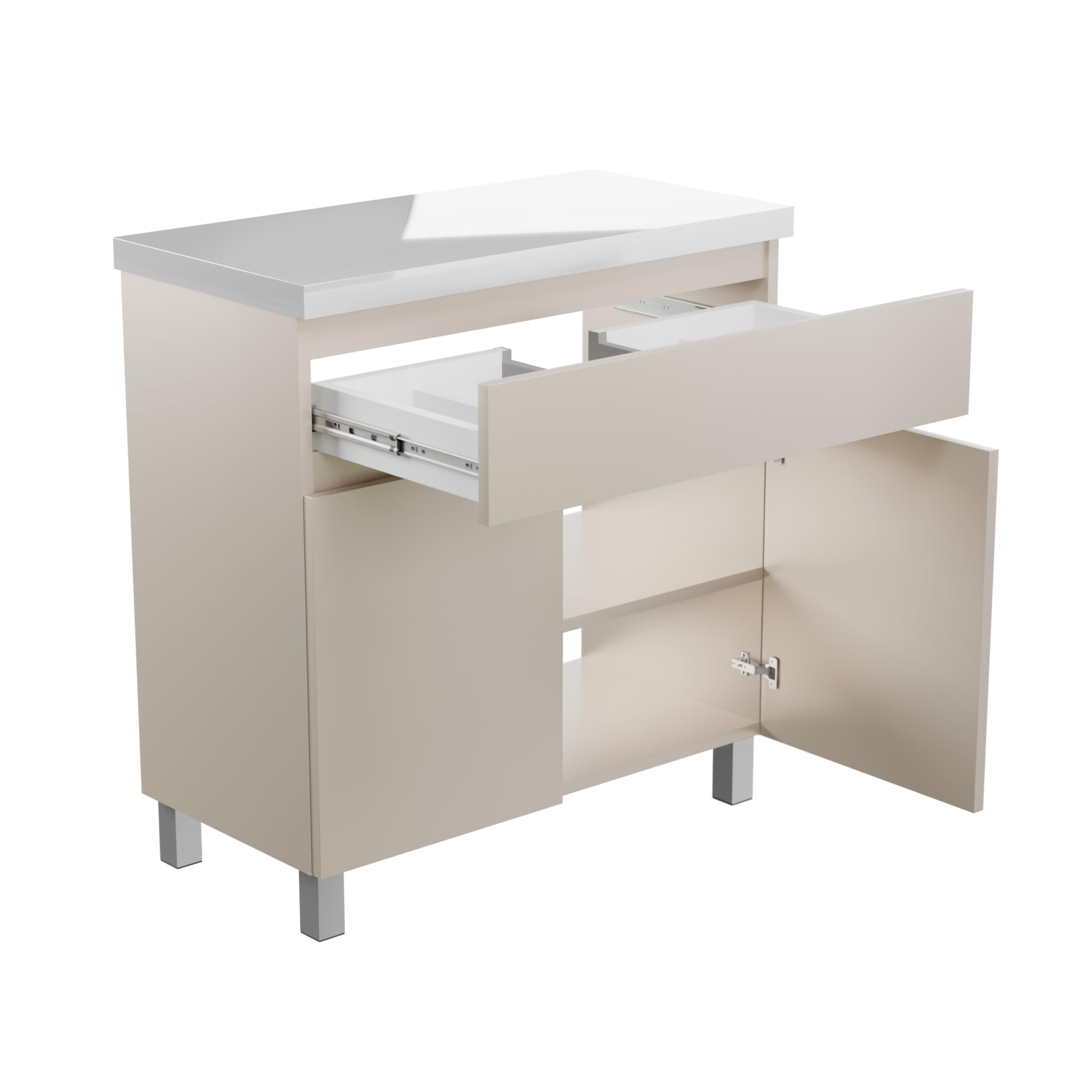 Mueble de baño Ariza Top, suspendido, 80 cm de Ancho, sin Lavabo, con cajón, para lavabos de sobre encimera - Cachemira Mate