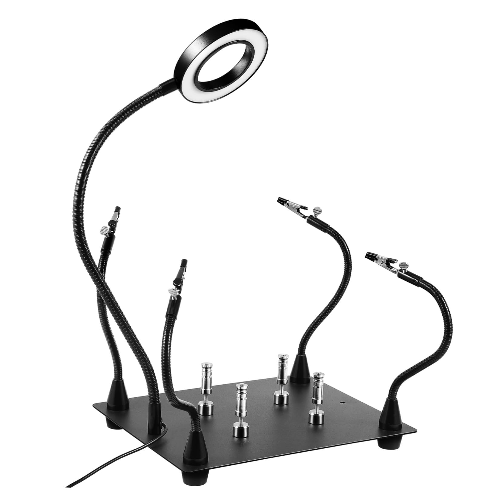 PRETYZOOM Soldering Third Hand Tool with Magnifying Lens Flexible Arms for Electronics Repair Jewelry Making Height Welding Station Versatile Soldering Platform Aid