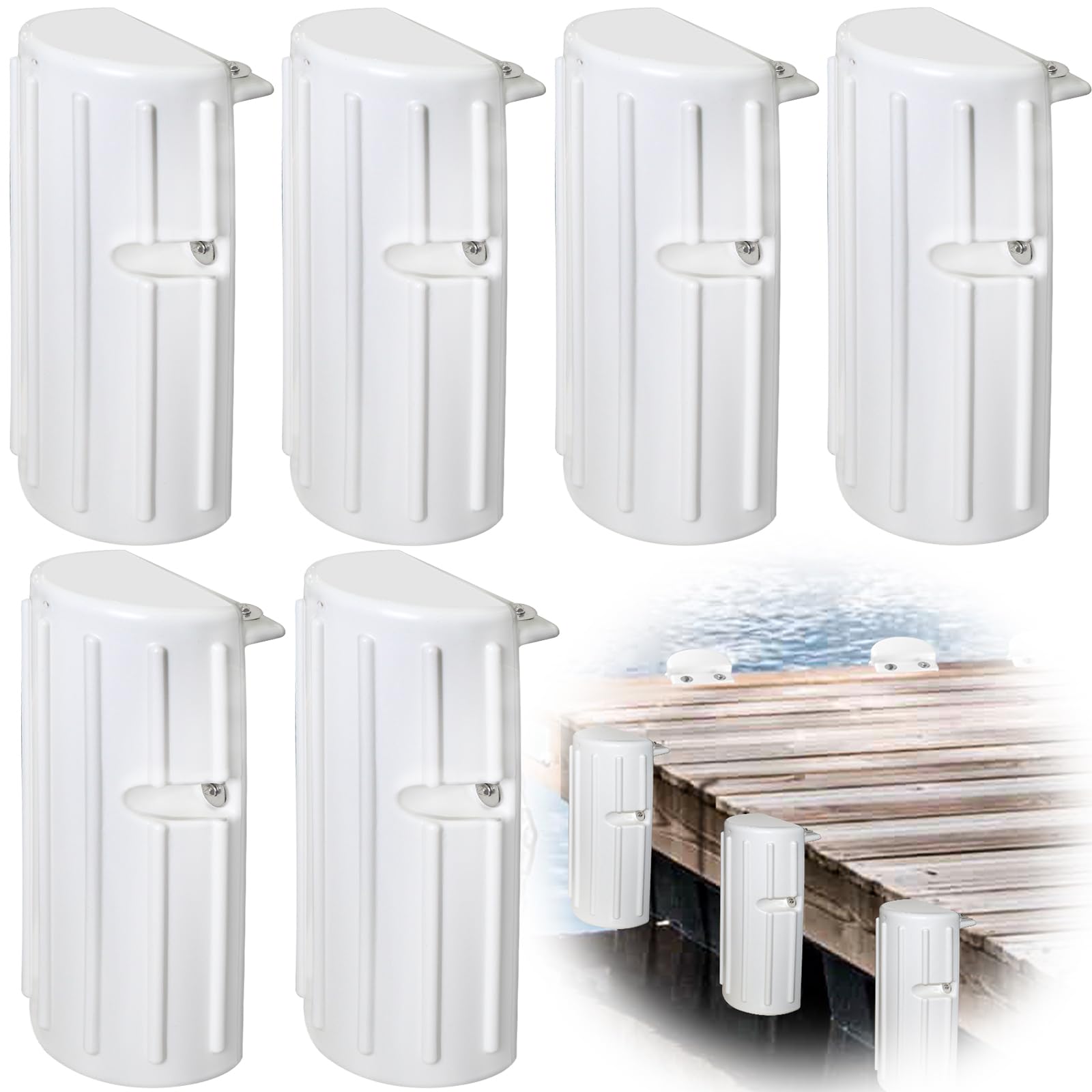 JYINCPED Dock Bumpers Fenders,Boat Dock Bumpers for Edge&Side,6 Pack,White