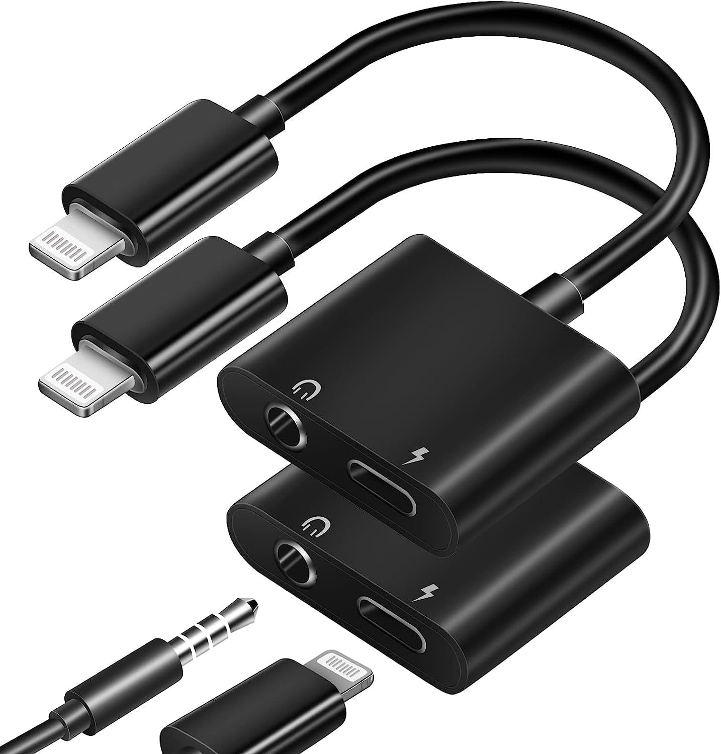 [Apple MFi Certified] 2 Pack Headphone Adapter for iPhone, 2 in 1 Lightning to 3.5mm