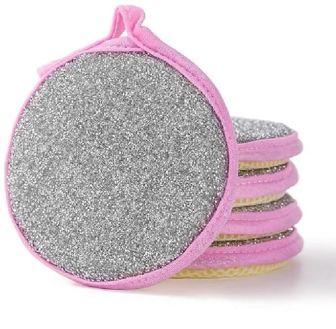 FLYLIGHT 2 in 1 Sponge Dish Scrubber Double Side Dishwashing Scrub Double Side Dishwashing Sponge Pan Pot Wash Sponges Kitchen Dish Washing Scrub (Pack of 5)-image-47